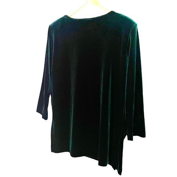 R&M Richards Women's Size 12 Vintage Pine Green Velour Tunic 90s Festive Holiday - Picture 5 of 9
